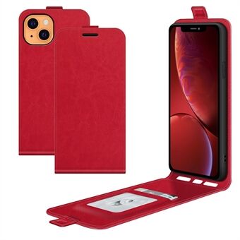 Crazy Horse Tekstur Lodret Flip Telefon Cover Kort Slot Læder Taske til iPhone 13 - Rød