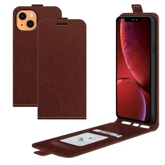 Crazy Horse Texture Lodret Flip Phone Cover Card Slot Lædertaske til iPhone 13 - Brun