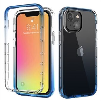 Drop-proof Transparent Gradient Color Clear TPU + PC Phone Shell til iPhone 13  - Blå