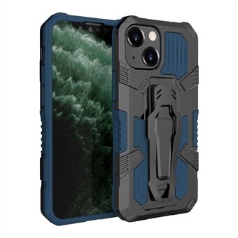 Fuldt beskyttende rygklemme Kickstand Design Hybrid telefonetui med metalplade til iPhone 13 