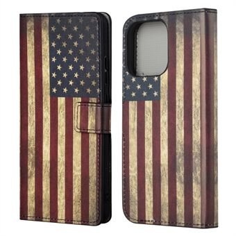 Beskyttende mønsterudskrivning i hele kroppen PU-læderpung Magnetisk lukker Stødsikker Stand Funktion Flip Folio Cover Cover til iPhone 13 -  Det Amerikanske Flag