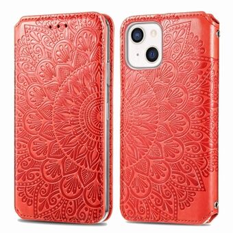 Mandala Flower Imprinted Magnetic Auto-absorbed Stand Wallet Fuld beskyttelse Læder Telefoncover til iPhone 13 