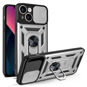 Komplet beskyttende kamera Slide Phone Case Back Shell med Kickstand til iPhone 13 