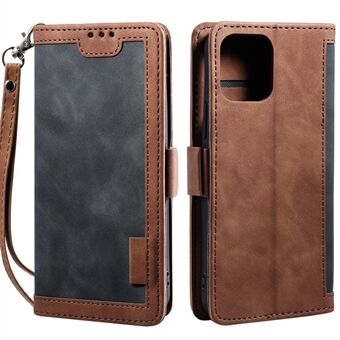 Retro Style Fuld beskyttelse Splejsning læder telefontaske med kortpladser og fotoslot til iPhone 13 