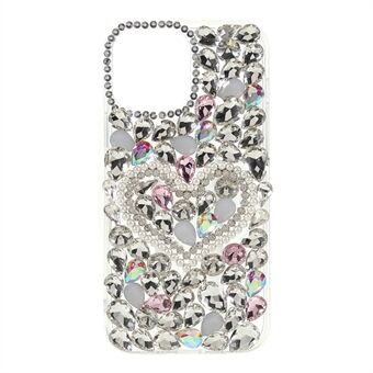 Stødsikker Love Heart Sticking Diamond Pearls Decor Holdbar blød TPU-telefoncover til iPhone 13 