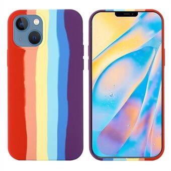 Rainbow Soft Liquid Silicone Drop-Protection telefoncover til iPhone 13  - Rød
