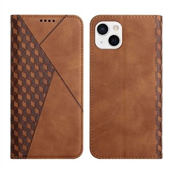 Rhombus Pattern Skin-touch Stand Wallet Læder Telefon Shell Cover til iPhone 13 