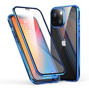 LUPHIE Magnetisk iPhone 13 Cover med Glas Forside & Bagside - Blå