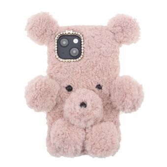 3D Furry Bear Plush Doll Anti-fall TPU telefoncover Shell til iPhone 13 