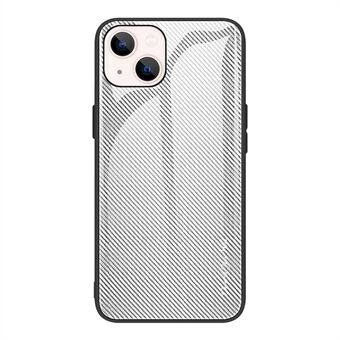 Carbon Fiber Texture hærdet glasbagside + TPU Edge Hybrid Phone Cover Case til iPhone 13 