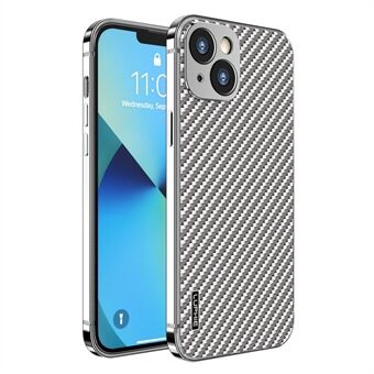 LUPHIE Carbon Fiber Texture Galvanisering Metal Telefon Cover Case til iPhone 13 