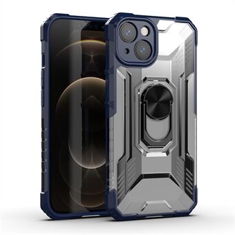 RUGGED SHIELD Armor PC+TPU Hybrid Mobiltelefon Case Cover med Ring Holder Kickstand til iPhone 13 