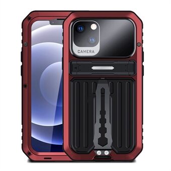 Anti-drop TPU+Metal Hybrid Case Kickstand Shell med hærdet glas film og strop til iPhone 13 