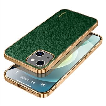 SULADA Ridsefast let litchi-tekstur Stilfuld galvaniseringsramme PU-læderbelagt Hybrid-telefoncover til iPhone 13 