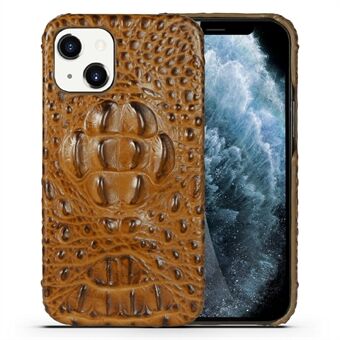 Crocodile Head Skin Genuine Leather Coated PC Protective Bumper Back Shell for iPhone 13 