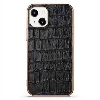 Anti-kollision krokodille tekstur ægte læder coated galvanisering TPU bagcover til iPhone 13 