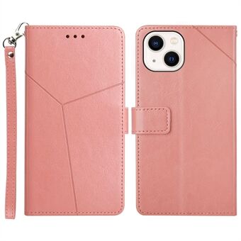 PU læder telefontaske prægning Stilfuld Y-formet Line Wallet Shell Stand Cover til iPhone 13 
