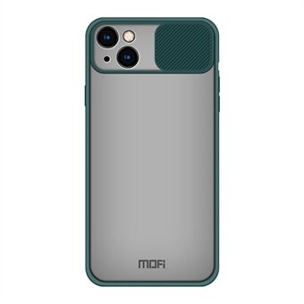 MOFI Shield Series glidende kameracover Design Anti-peep Gennemskinnelig mat ryg PC+Silicone Telefoncover til iPhone 13 
