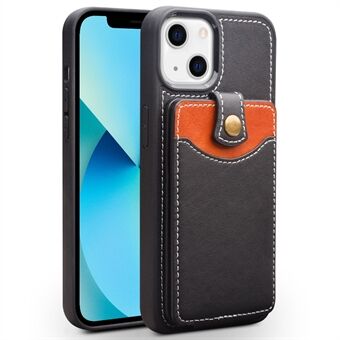 QIALINO Business Style Kohud Lædercoated TPU telefontaske med kortholder til iPhone 13  - Sort