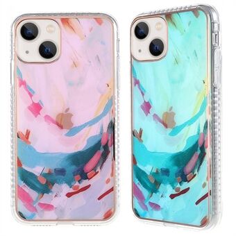 Watercolor Pattern Electroplating Phone Case for iPhone 13 , Aurora Effect Anti-fall IMD TPU Shell