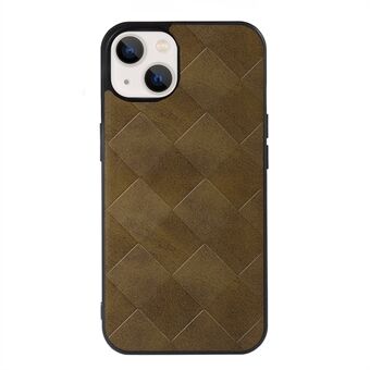 For iPhone 13  Anti-Scratch Grid Texture PU Leather Coated Hybrid Phone Case Accessory