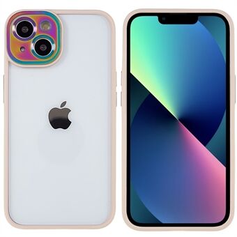 For iPhone 13  PC + TPU Hybrid Case Colorful Metal Camera Lens Protection Anti-drop Phone Back Cover