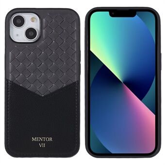 MENTOR for iPhone 13  Card Holder Design PU Leather + TPU + PC Phone Back Case Anti-shock Protective Cover