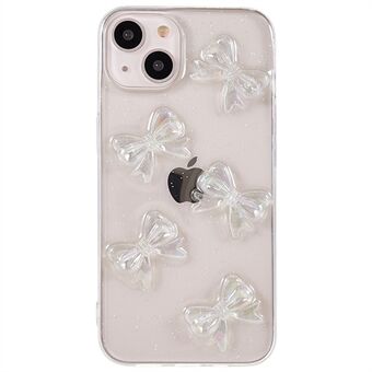 For iPhone 13  Anti-drop Epoxy TPU Phone Case, Artificial Pearls Decoration Transparent Phone Back Shell