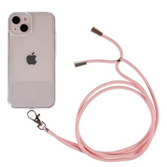 For iPhone 13  Thicken TPU Phone Drop-proof Cover Transparent Protective Case with Detachable Lanyard