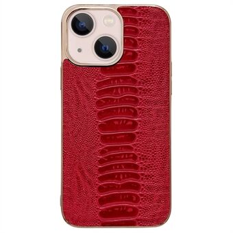 Til iPhone 13  Crocodile Texture Phone Case Edge ægte læder+PC+TPU telefoncover