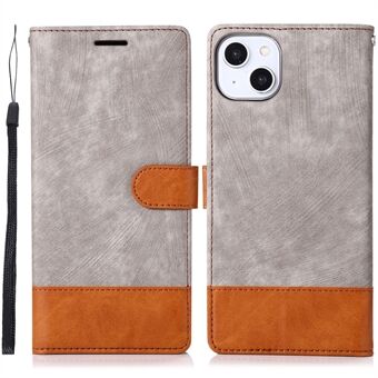 Skin-touch Feeling Phone Case til iPhone 13 6,1 tommer, farve Stand tegnebog PU Læder Folio Flip Cover