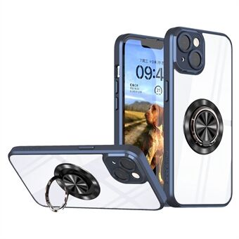Til iPhone 13 6,1 tommer Ring Holder Kickstand Klart telefontaske Præcis udskæring Lensbeskyttelse Beskyttende PC + TPU cover