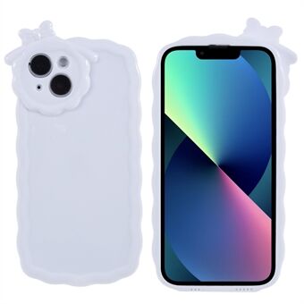 Anti-fald telefoncover til iPhone 13 6,1 tommer, blank overflade Solid hvid Anti-ridse TPU telefoncover med 3D tegneseriemonsterdesign