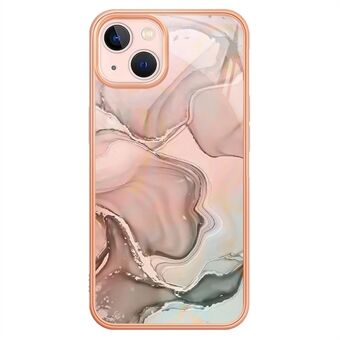 Til iPhone 13 6,1 tommer YB IMD Series-16 Style E 2,0 mm TPU Drop Testet telefoncover Galvaniseringsramme marmormønster IMD-bagcover