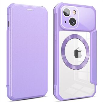 Til iPhone 13 6,1 tommer PU-læder+TPU+PC-cover Kompatibel med MagSafe Stand Card Holder CD Texture Magnetic Phone Case