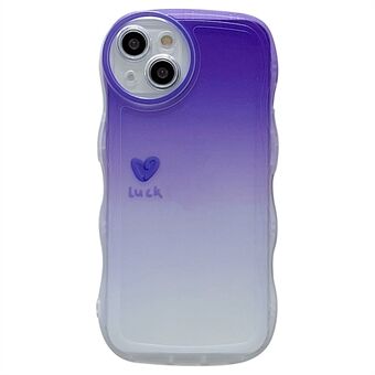 Til iPhone 13 6,1 tommer Gradient Soft TPU telefonbagcover Wavy Edge Drop Resistant Protection Cover - Gradient Purple