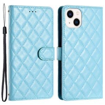 TPU+PU læder telefoncover til iPhone 13, Wallet Shell Flip Stand Stitching Line Rhombus Texture Phone Cover