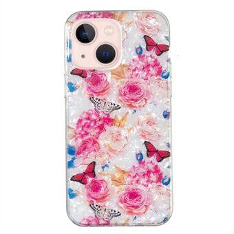 Anti-drop TPU telefoncover til iPhone 13 6.1 tommer IMD Marble Flower Shell Pattern Phone Guard