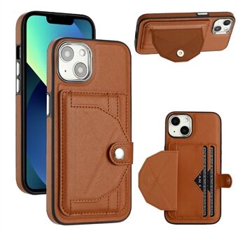 YB Leather Coating Series-4 Telefon Kickstand Case til iPhone 13, PU-læderbelagt TPU-cover med kortpladser