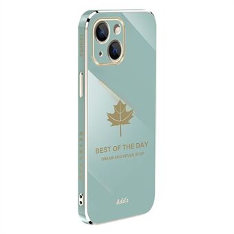 Til iPhone 13 6,1 tommer Straight Edge 6D galvanisering TPU-cover Maple Leaf telefoncover