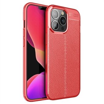 Litchi Texture Flexible TPU Mobiltelefon Case Beskyttende Cover til iPhone 13 Pro - Rød