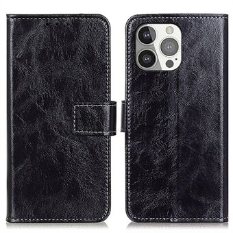 Crazy Horse Texture Vintage Style Wallet PU Læder Telefon Cover Stand Case til iPhone 13 Pro - Sort