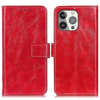 Crazy Horse Texture Vintage Style Wallet PU Læder Telefon Cover Stand Case til iPhone 13 Pro - Rød