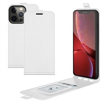 Crazy Horse Texture Lodret Flip Lædertelefoncover med kortplads til iPhone 13 Pro - Hvid