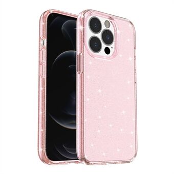 Crystal Clear Bling Sparkly Glitter Shiny Soft TPU + Hard PC Slim Fit Bagcover til iPhone 13 Pro - Pink