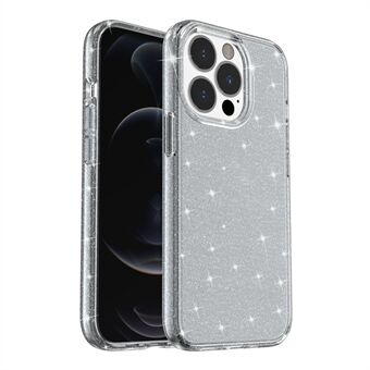 Crystal Clear Bling Sparkly Glitter Shiny Soft TPU + Hard PC Slim Fit Bagcover til iPhone 13 Pro - Gennemsigtig Sort