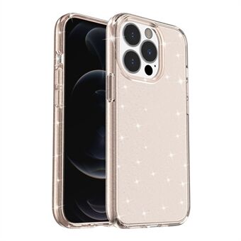 Crystal Clear Bling Sparkly Glitter Shiny Soft TPU + Hard PC Slim Fit Bagcover til iPhone 13 Pro - Guld