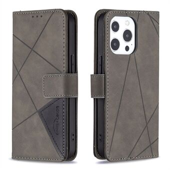 BINFEN COLOR BF05 Folio Flip Wallet Design Læder Stand Cover Case med geometrisk aftryk til iPhone 13 Pro 