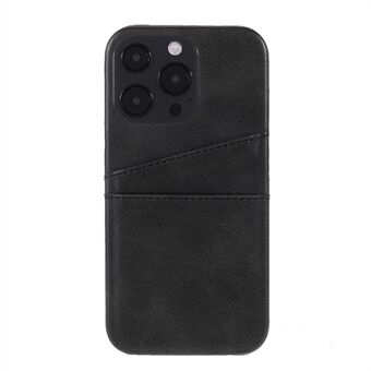 Fuldt beskyttende dobbeltkortpladser PU-læderbelagt pc-cover Shell til iPhone 13 Pro - Sort