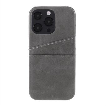 Fuldt beskyttende dobbeltkortpladser PU-læderbelagt pc-cover Shell til iPhone 13 Pro - Grå